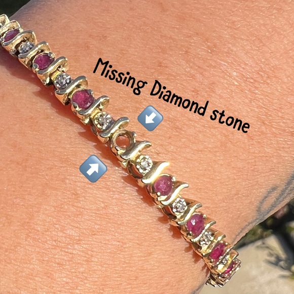 🔥🔥SUPER SALE🔥🔥PRICE FIRM✅👑Beautiful Genuine Ruby Diamond Gold Bracelet - Picture 10 of 14